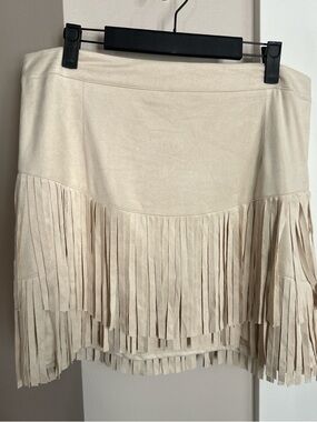 Sincerely Jules Cream Fringe Mini Skirt